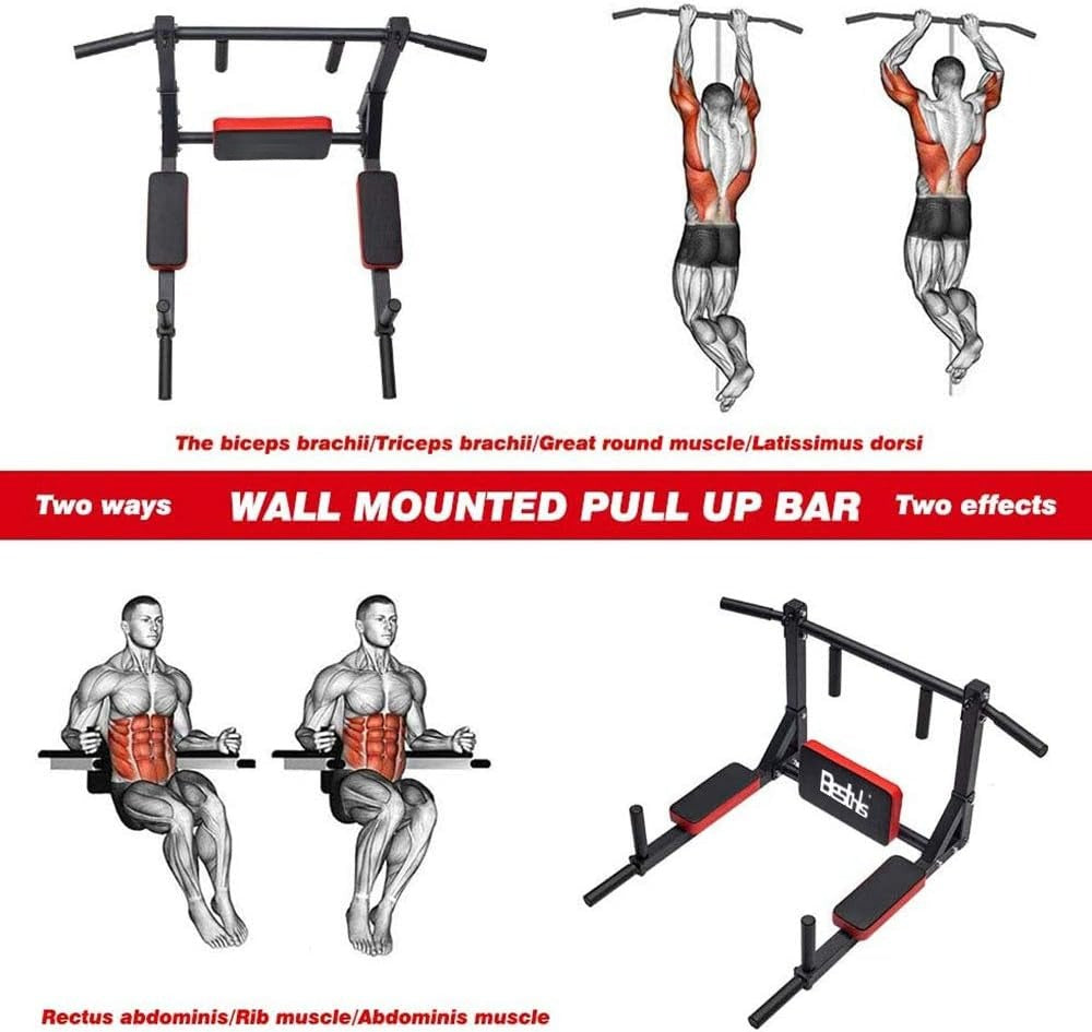Wall Mount Pull Up Dip Station 440lbs