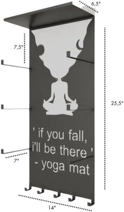 4-Tier Black Metal Wall Mount Yoga Mat Storage Rack