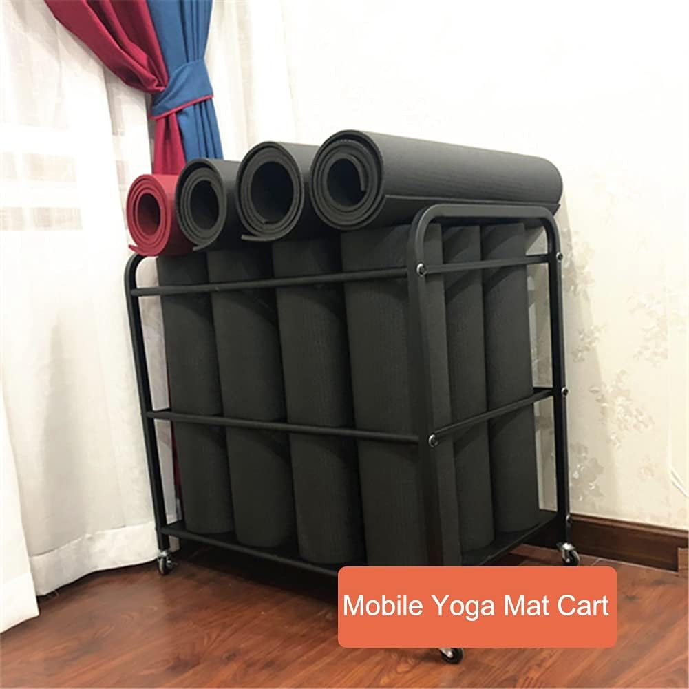 Black Rolling Extra Large Yoga Mat Storage Floor Cart