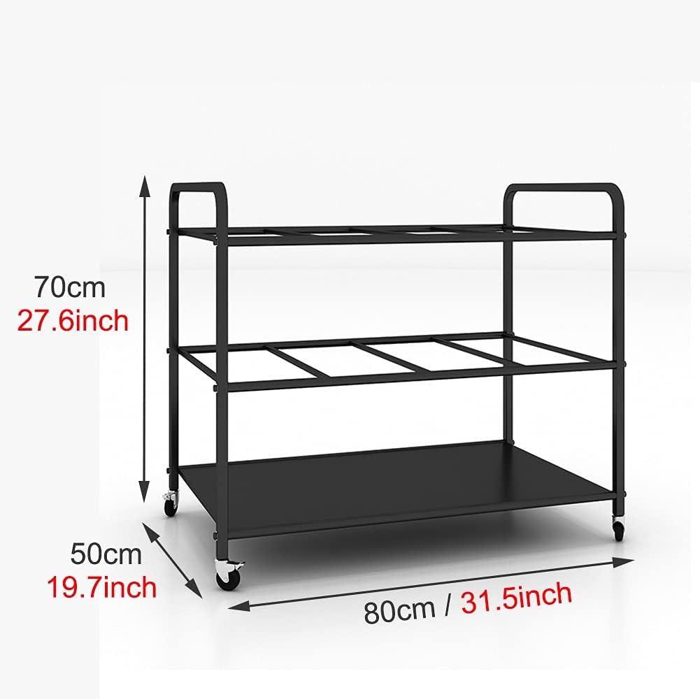 Black Rolling Extra Large Yoga Mat Storage Floor Cart