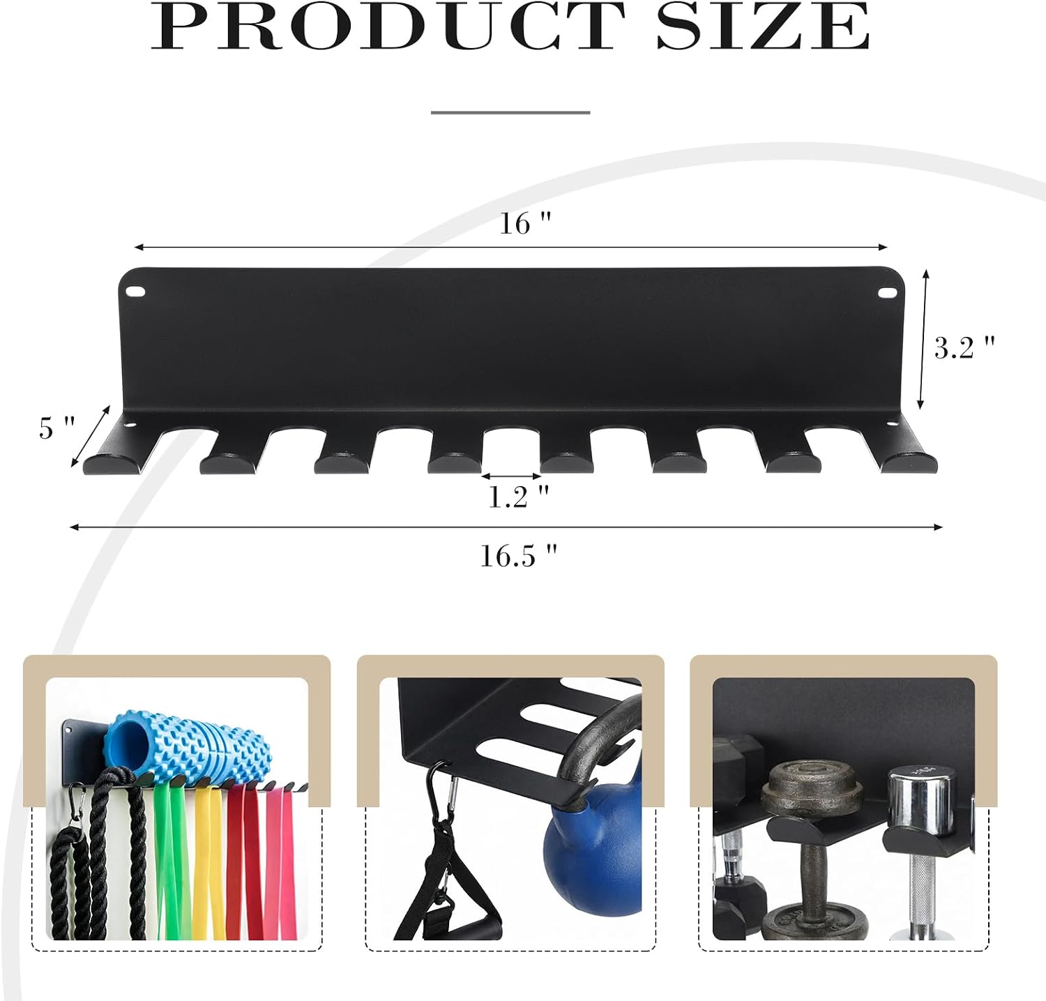 2Pcs 8-Hook Heavy Duty Gym Wall Storage Rack