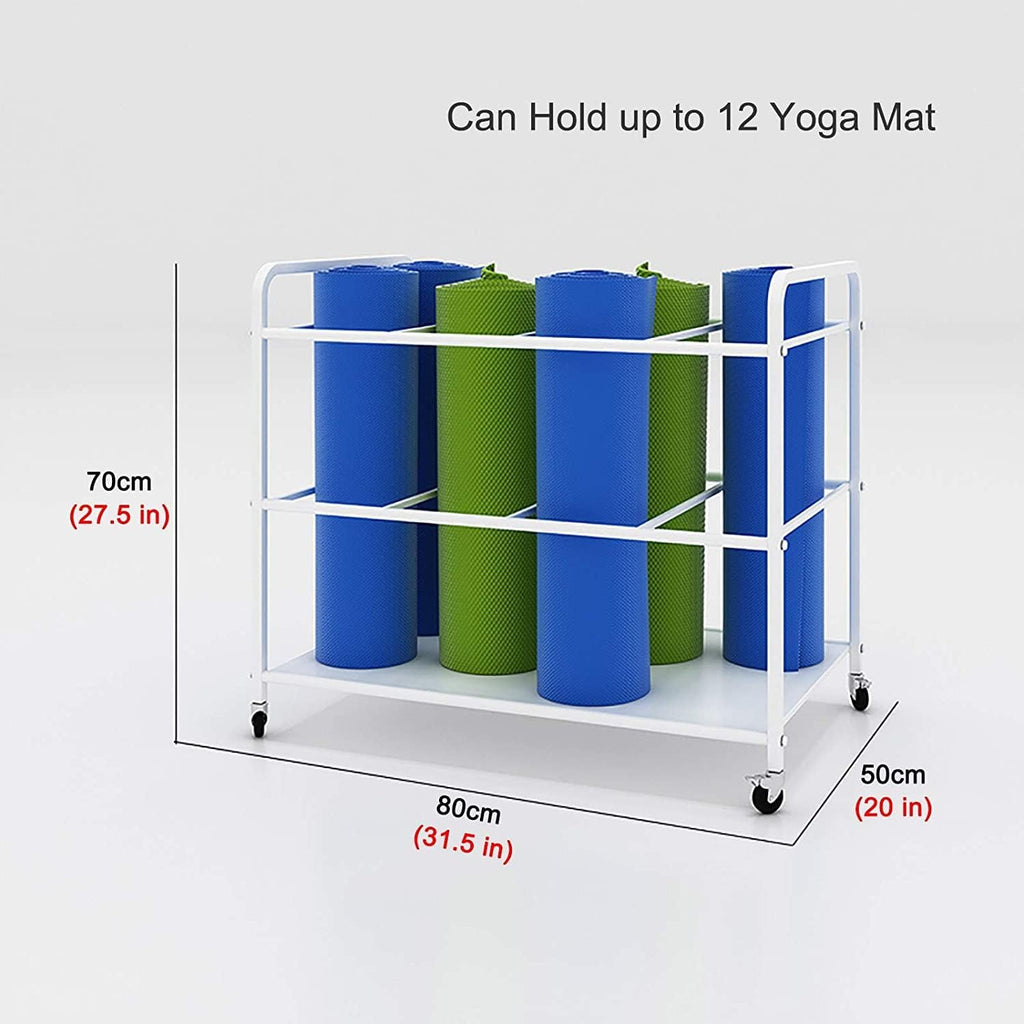 White Rolling Large Yoga Mat Storage Cart