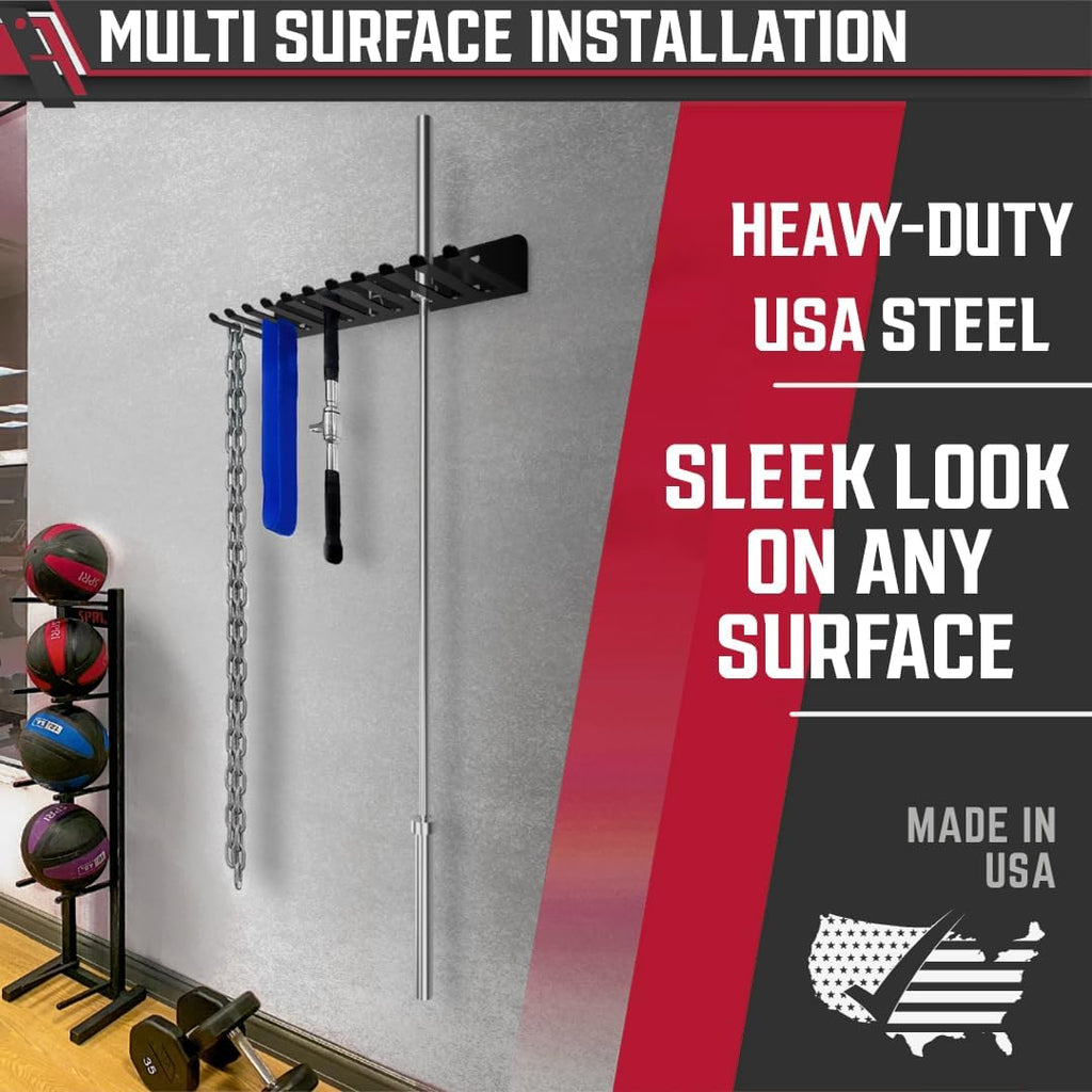 11-Hook Heavy-Duty Gym Wall Storage Rack