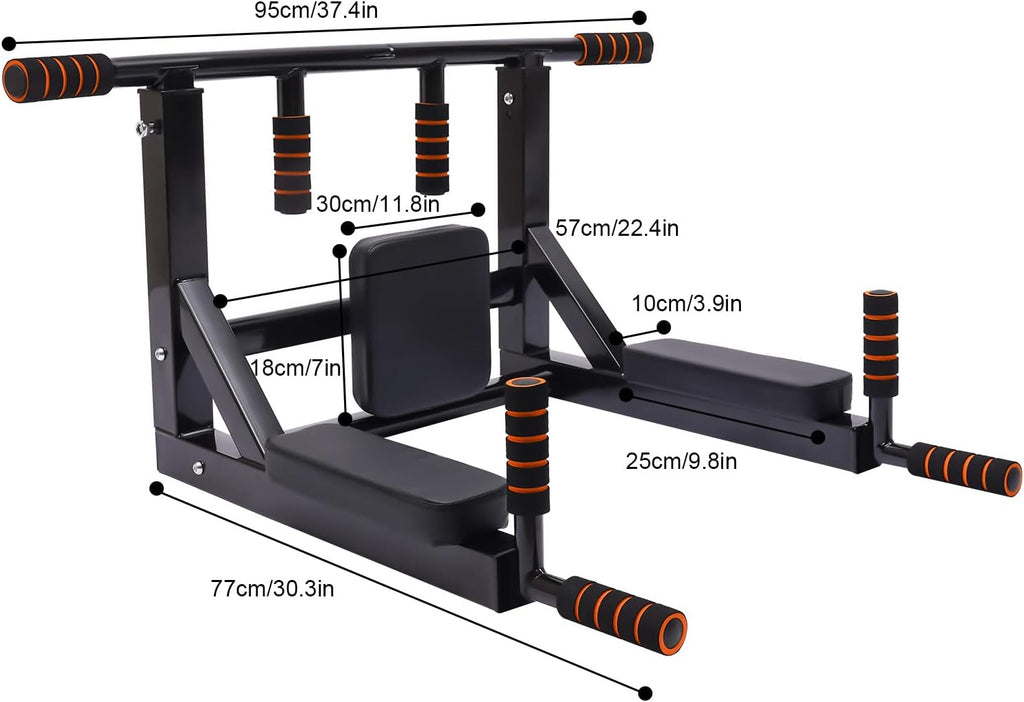 Wall Mount Pull Up Dip Station 440lbs