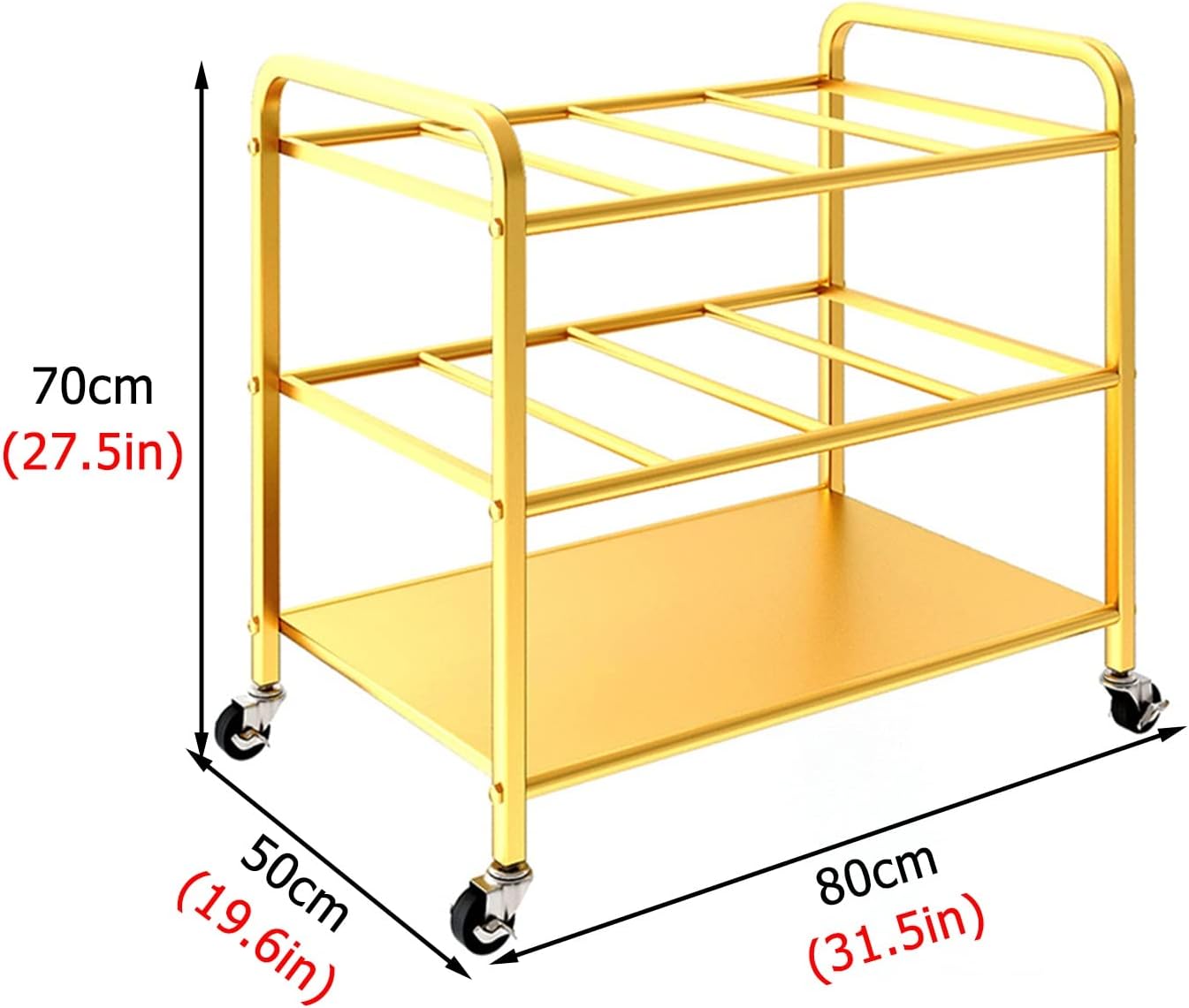 Golden Metal Yoga Mat Storage Cart With Locking Wheels