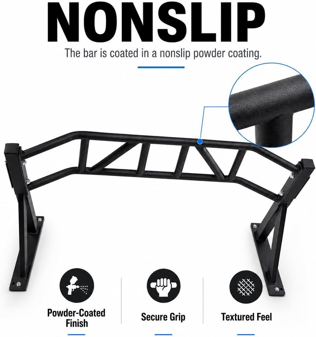 Multi-Grip Wall Mount Pull Up Bar Steel