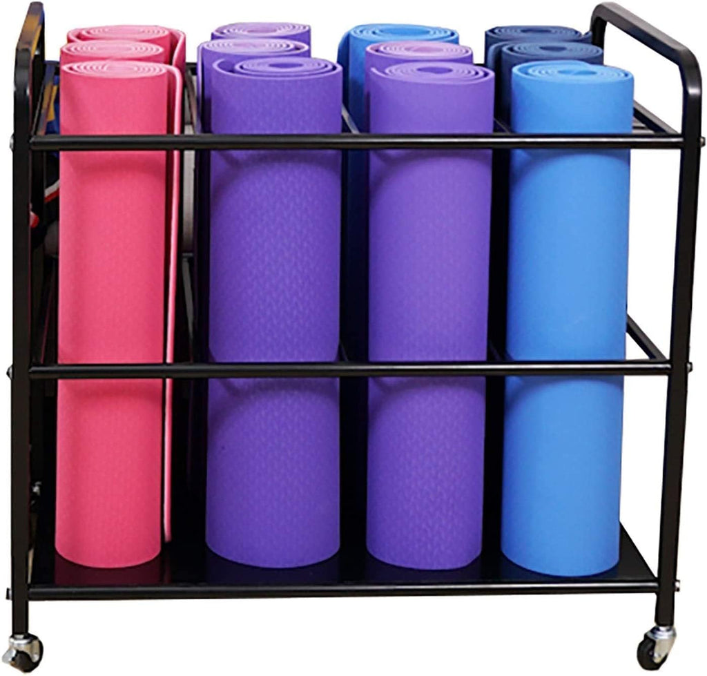 White Rolling Large Yoga Mat Storage Cart