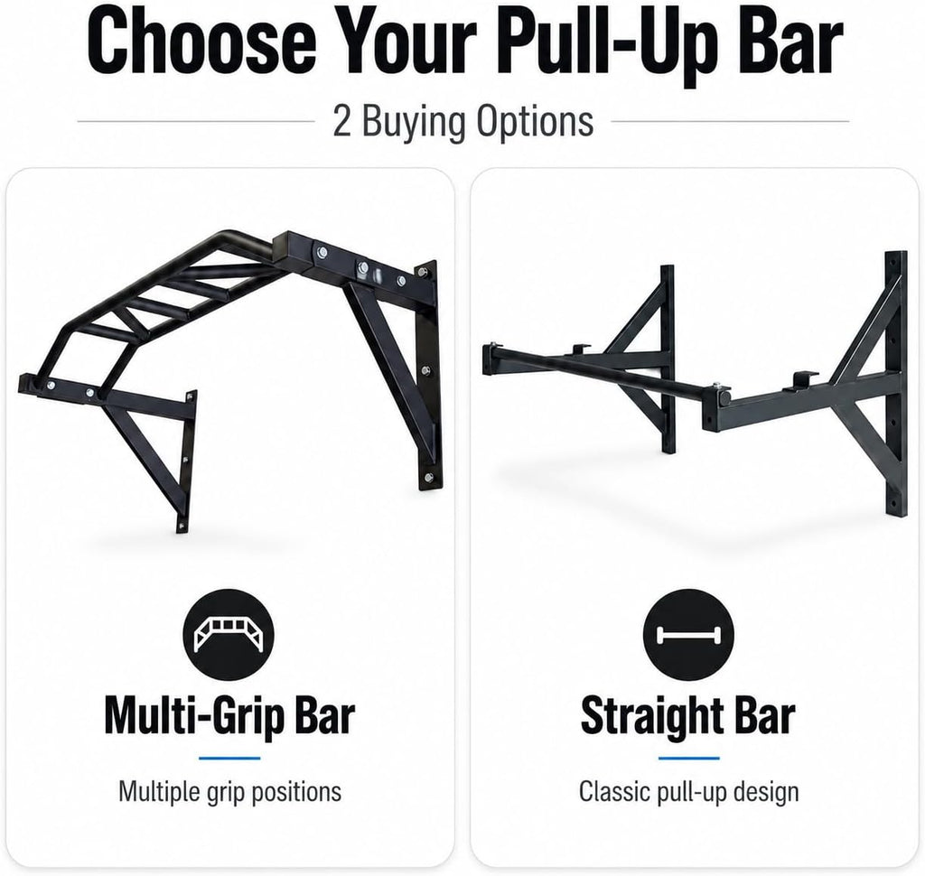 Multi-Grip Wall Mount Pull Up Bar Steel