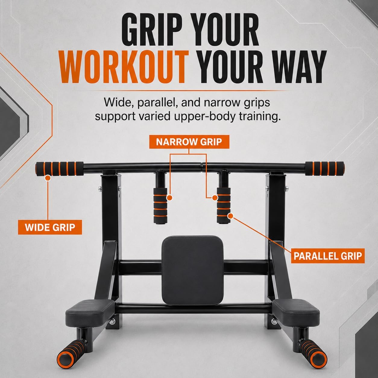 Wall Mount Pull Up Dip Station 440lbs
