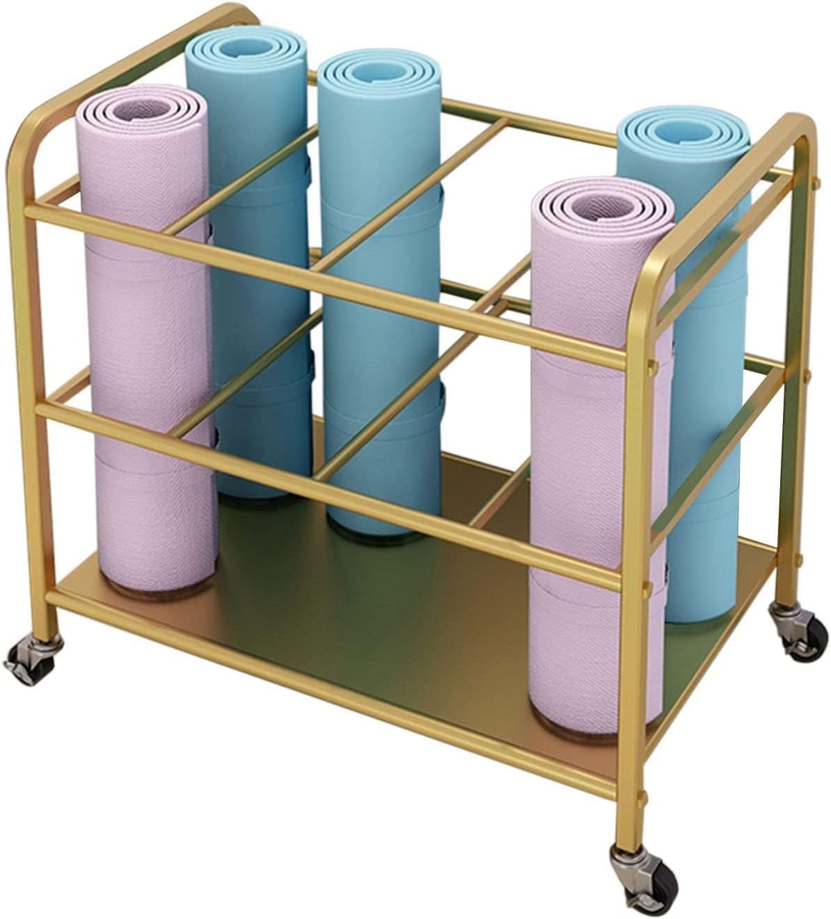 Gold Large Rolling Yoga Mat Storage Cart