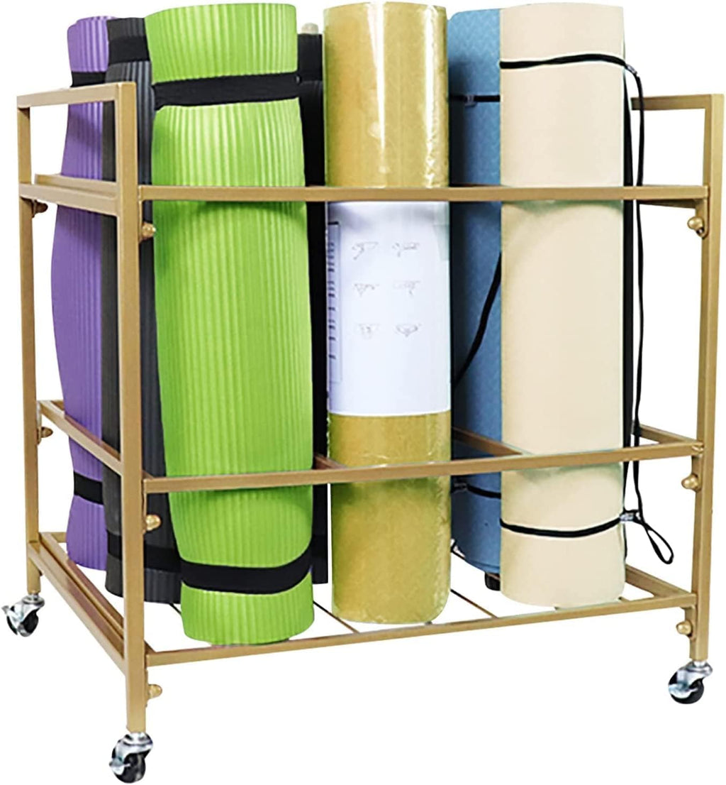 Gold Rolling Yoga Mat Storage Cart