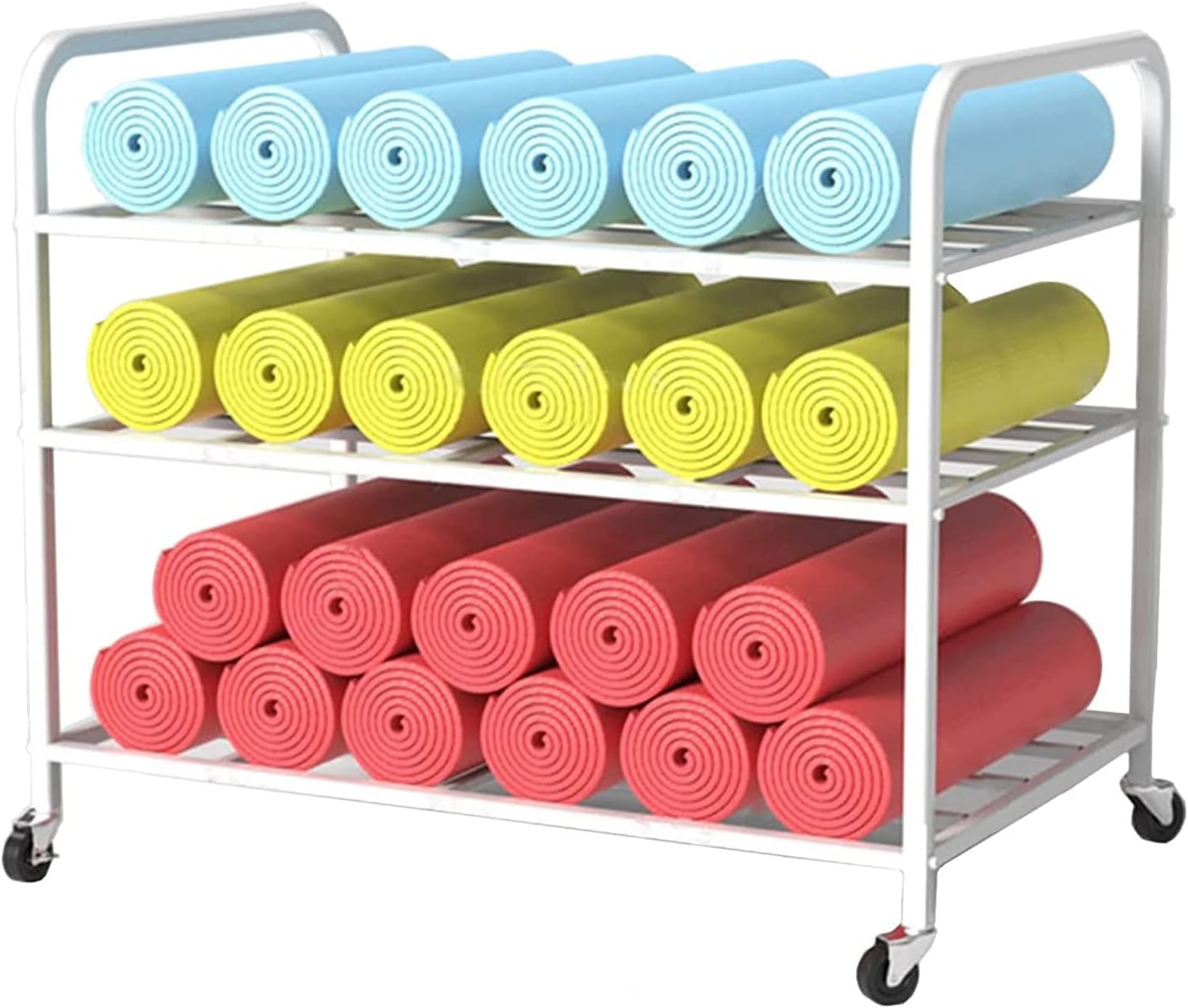 3-Tier Rolling Metal Yoga Mat Storage Cart