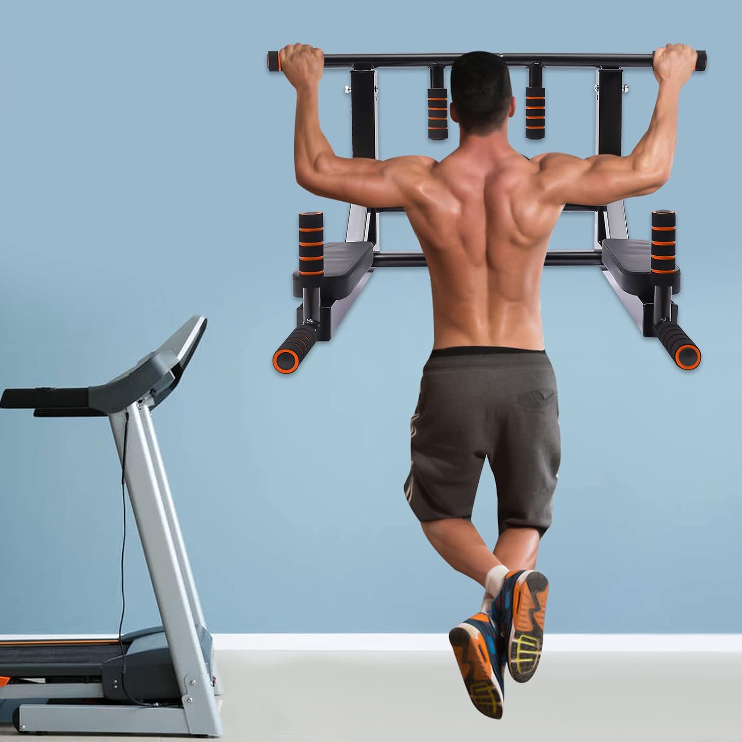 Wall Mount Pull Up Dip Station 440lbs