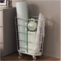 White Handle Rolling Yoga Mat Cart