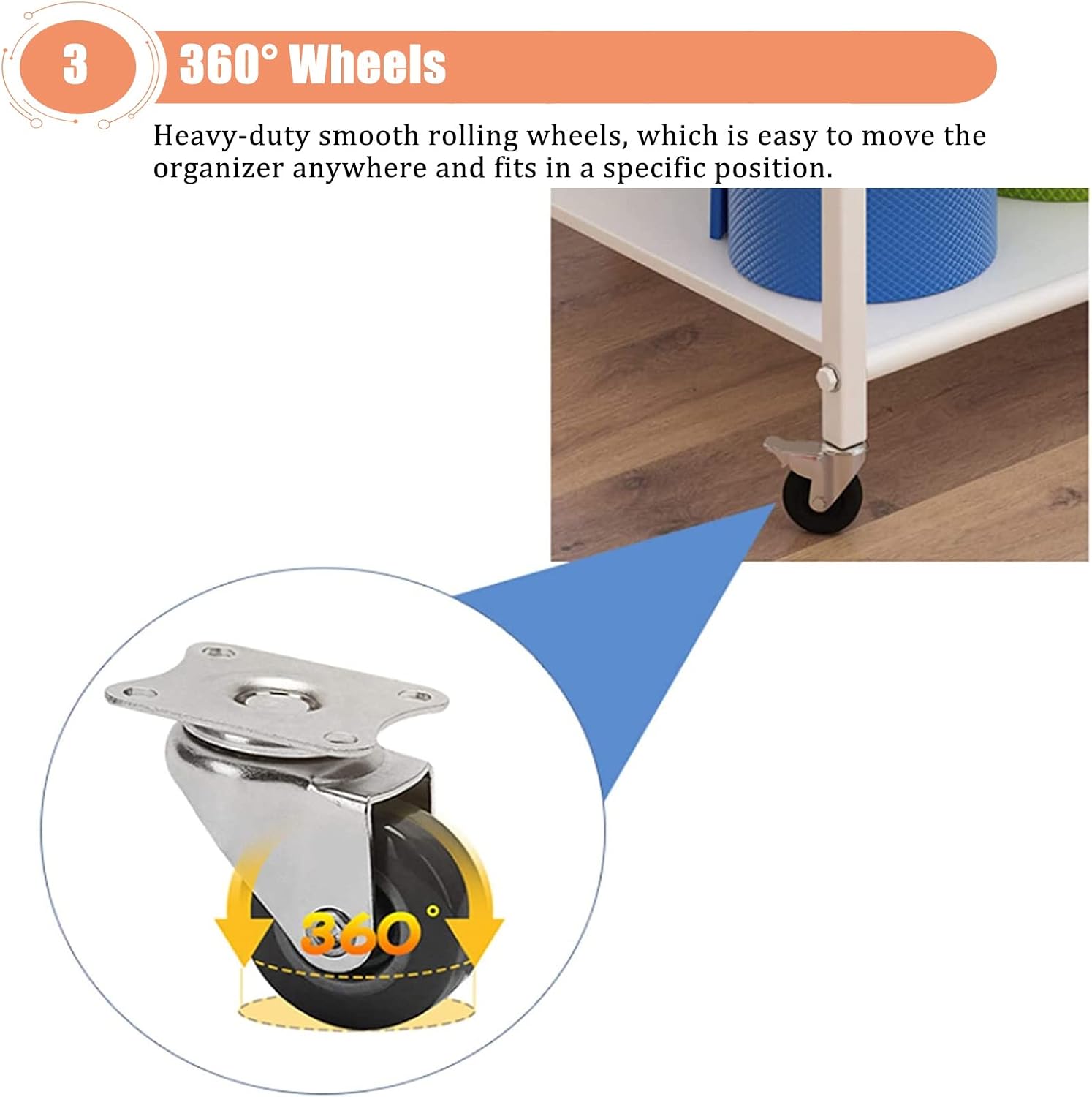 3-Tier Rolling Metal Yoga Mat Storage Cart