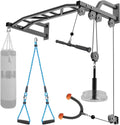 48" Wall Mount Pull Up Bar with Lat Pulley & Bag Hanger