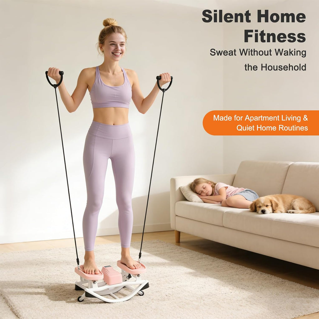 3D Rocking Stair Stepper with Resistance Bands 350LBS