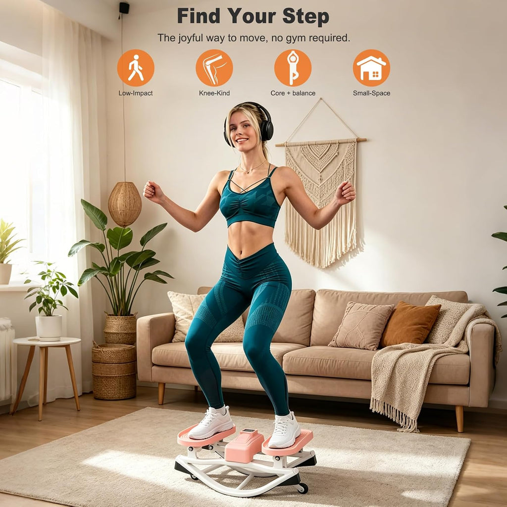 3D Rocking Stair Stepper with Resistance Bands 350LBS