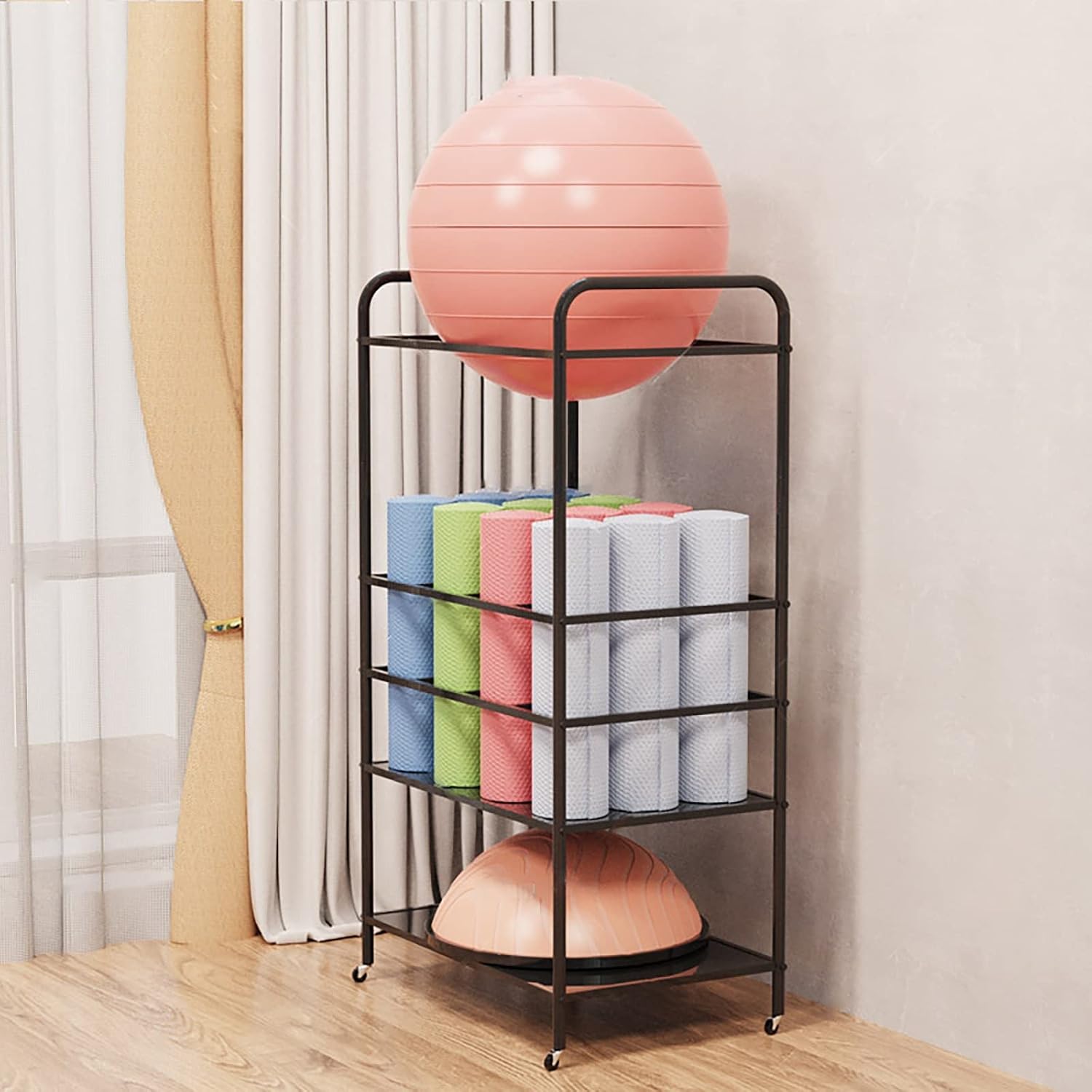 Large Yoga Mat & Foam Roller Storage Cart