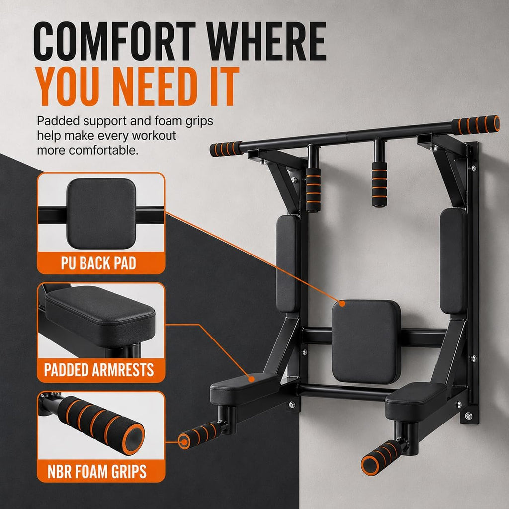 Wall Mount Pull Up Dip Station 440lbs