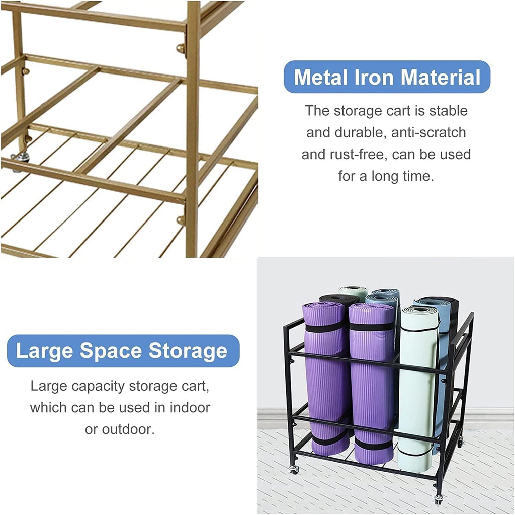 Gold Rolling Yoga Mat Storage Cart