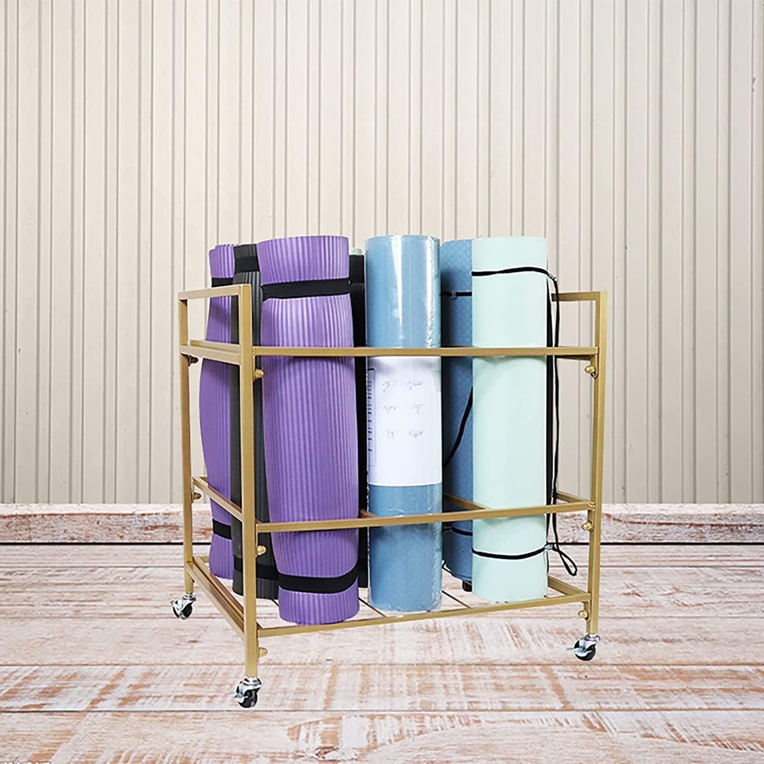 Gold Rolling Yoga Mat Storage Cart