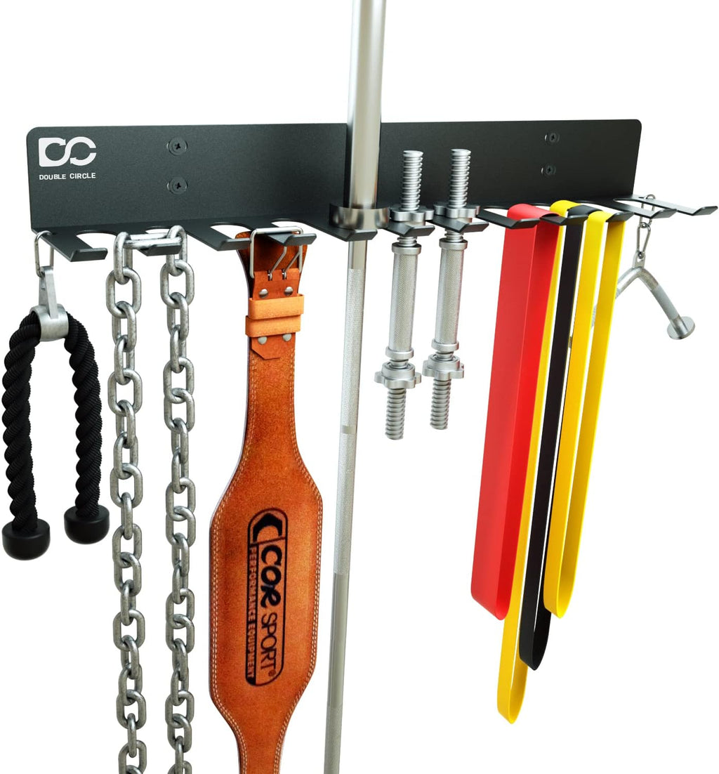 12-Hook Double Circle Wall Mount Gym Storage Rack