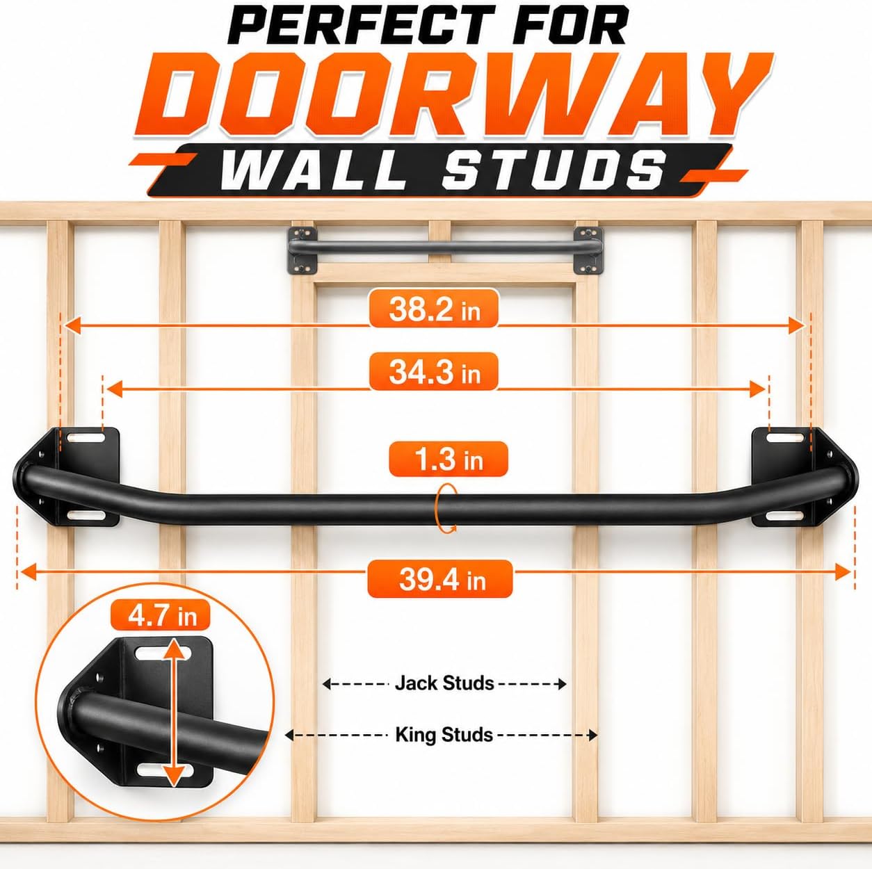 Wall Mount Heavy Duty Pull Up Bar 600lbs
