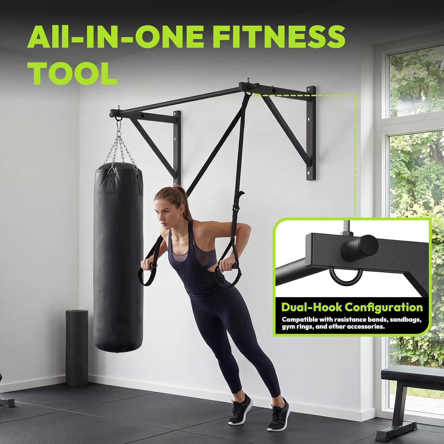 Doorway & Wall Mount Pull Up Bar 500lbs