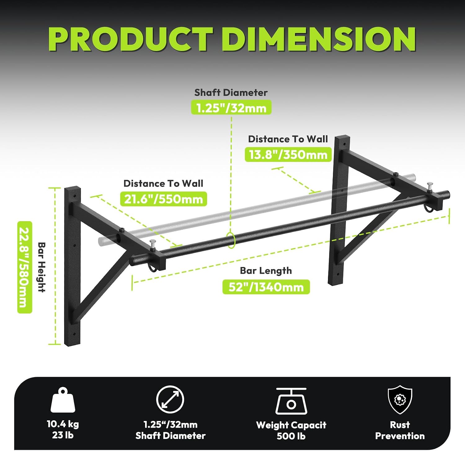 Doorway & Wall Mount Pull Up Bar 500lbs