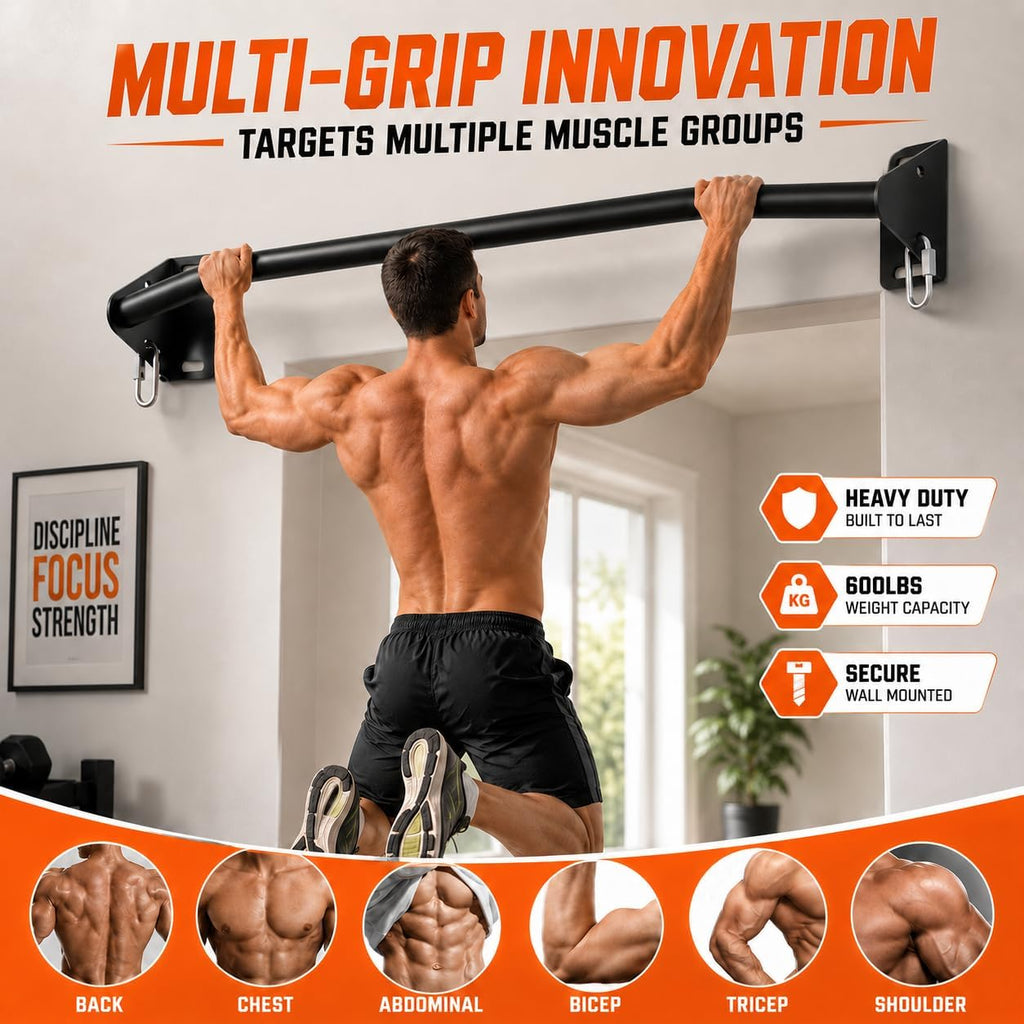 Wall Mount Heavy Duty Pull Up Bar 600lbs