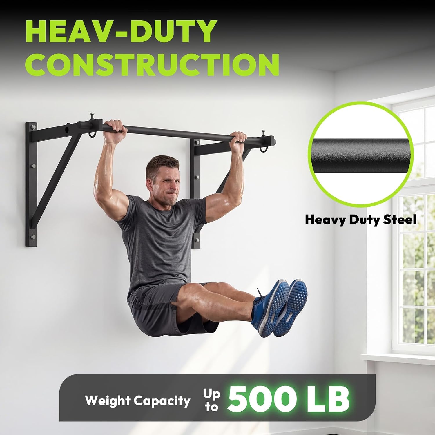Doorway & Wall Mount Pull Up Bar 500lbs