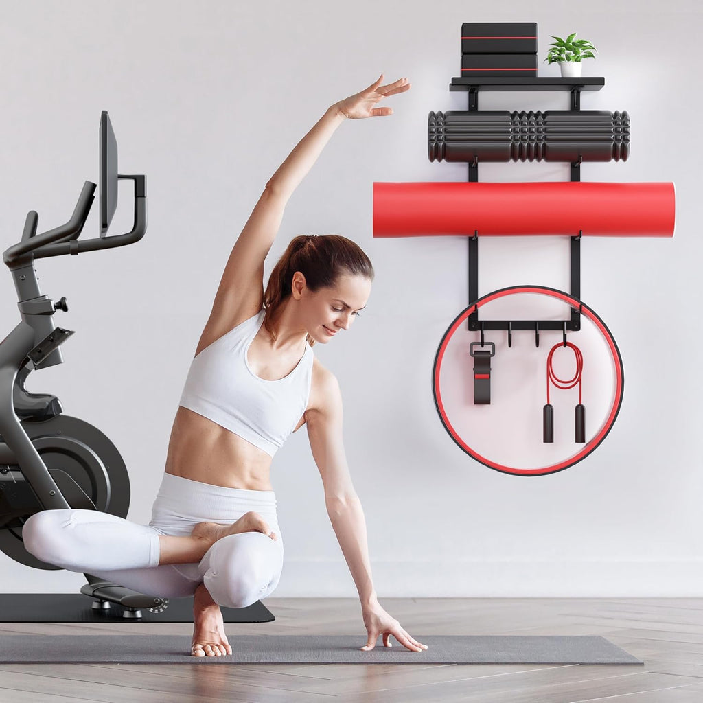 12-Hook Double Circle Wall Mount Gym Storage Rack