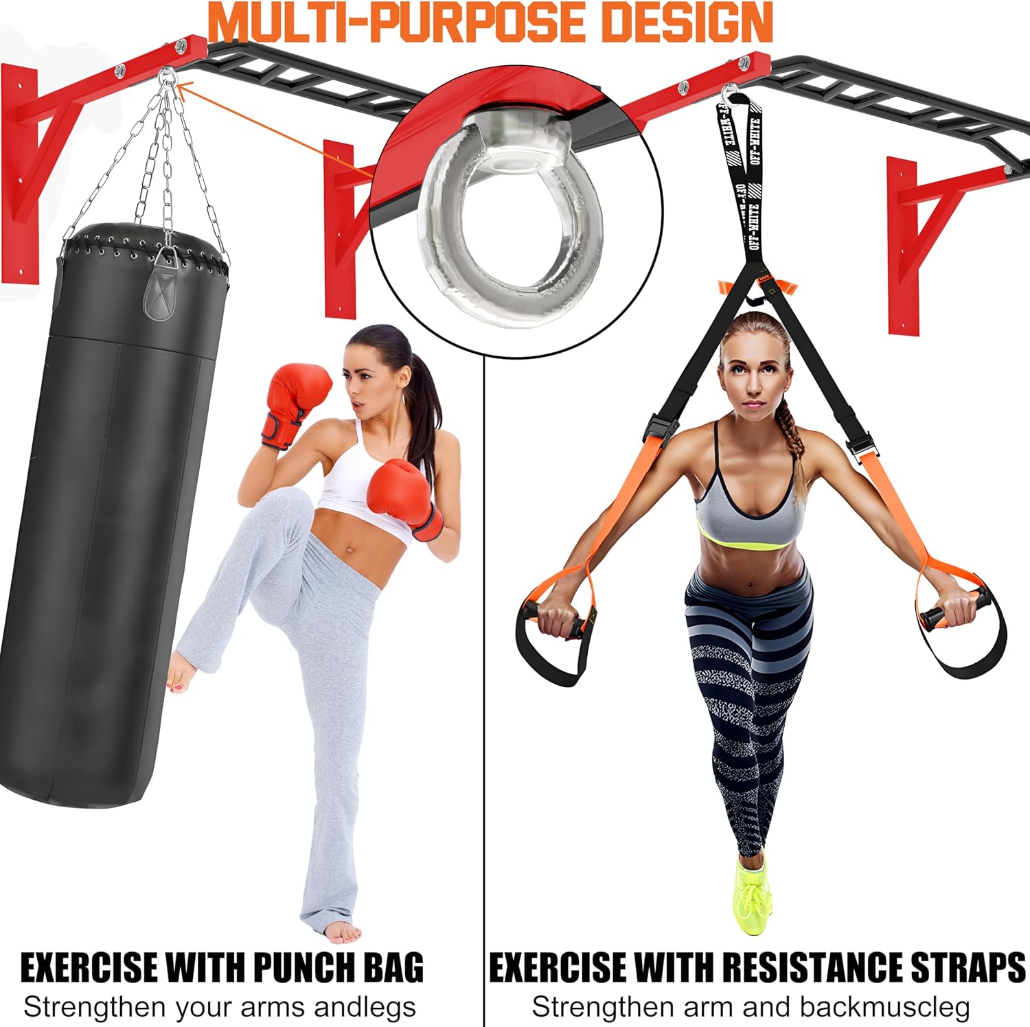 Multi Grip Wall Mount Pull Up Bar 600lbs