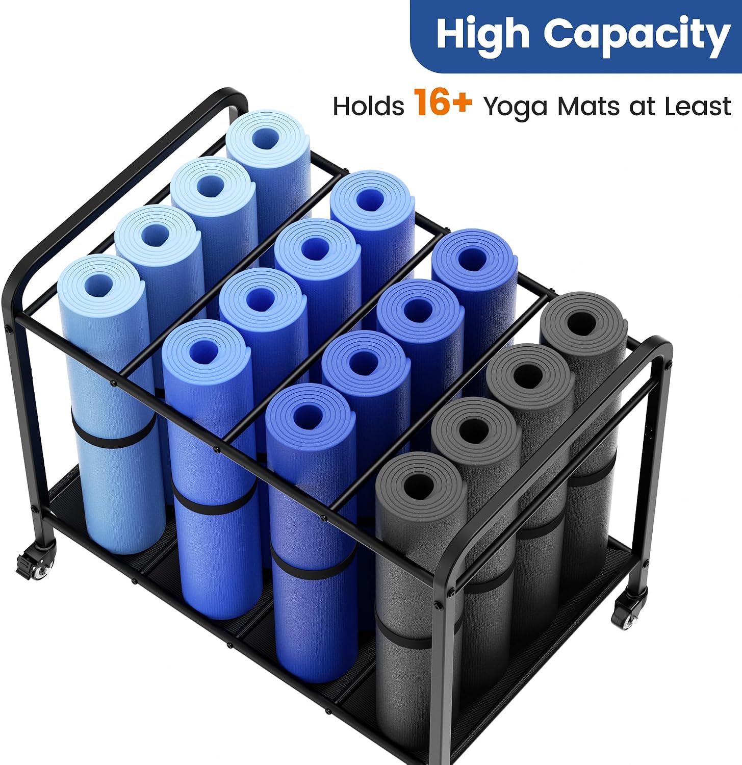 Rolling Black Yoga Mat Storage Basket