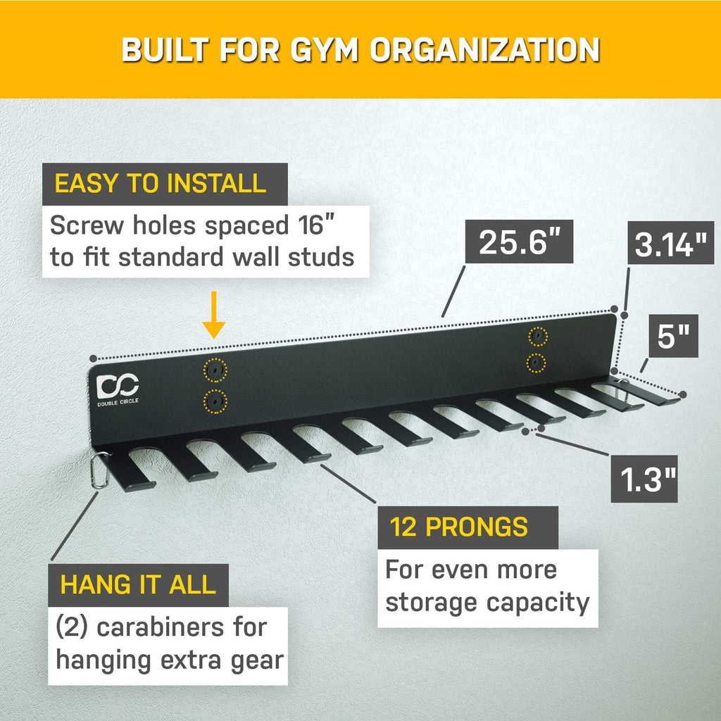12-Hook Double Circle Wall Mount Gym Storage Rack