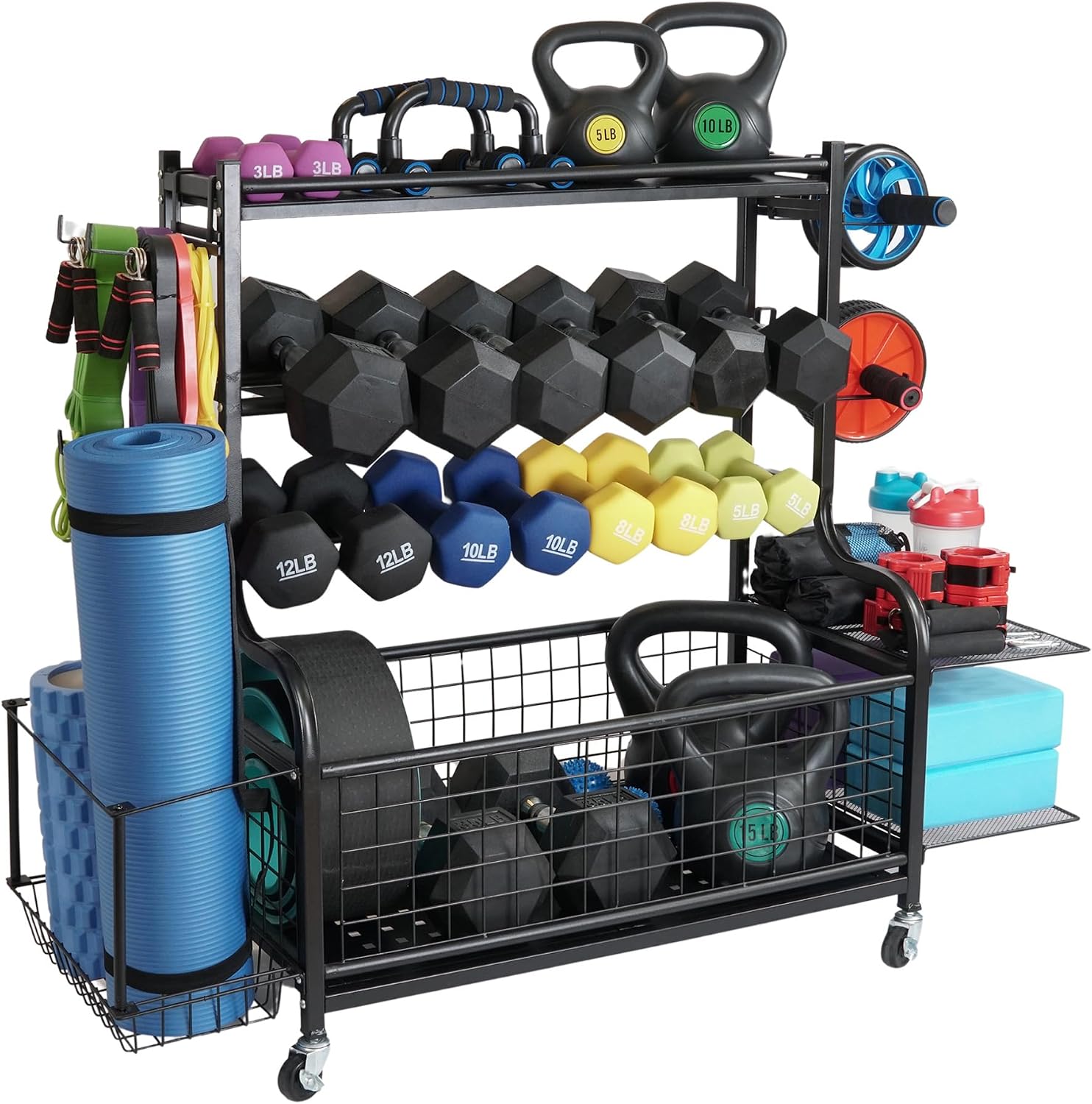 Rolling Heavy-Duty Dumbbell Storage Rack