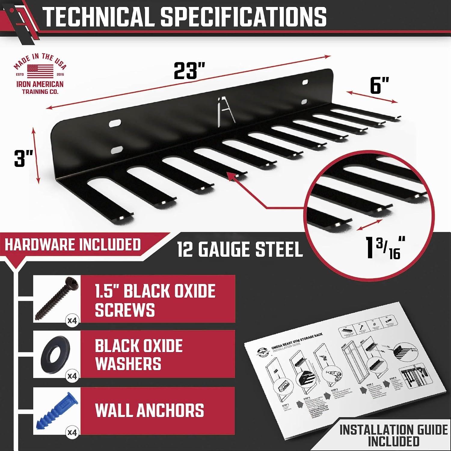 11-Hook Heavy-Duty Gym Wall Storage Rack