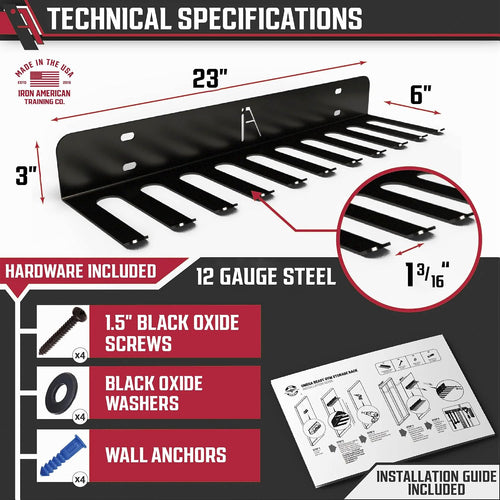 11-Hook Heavy-Duty Gym Wall Storage Rack