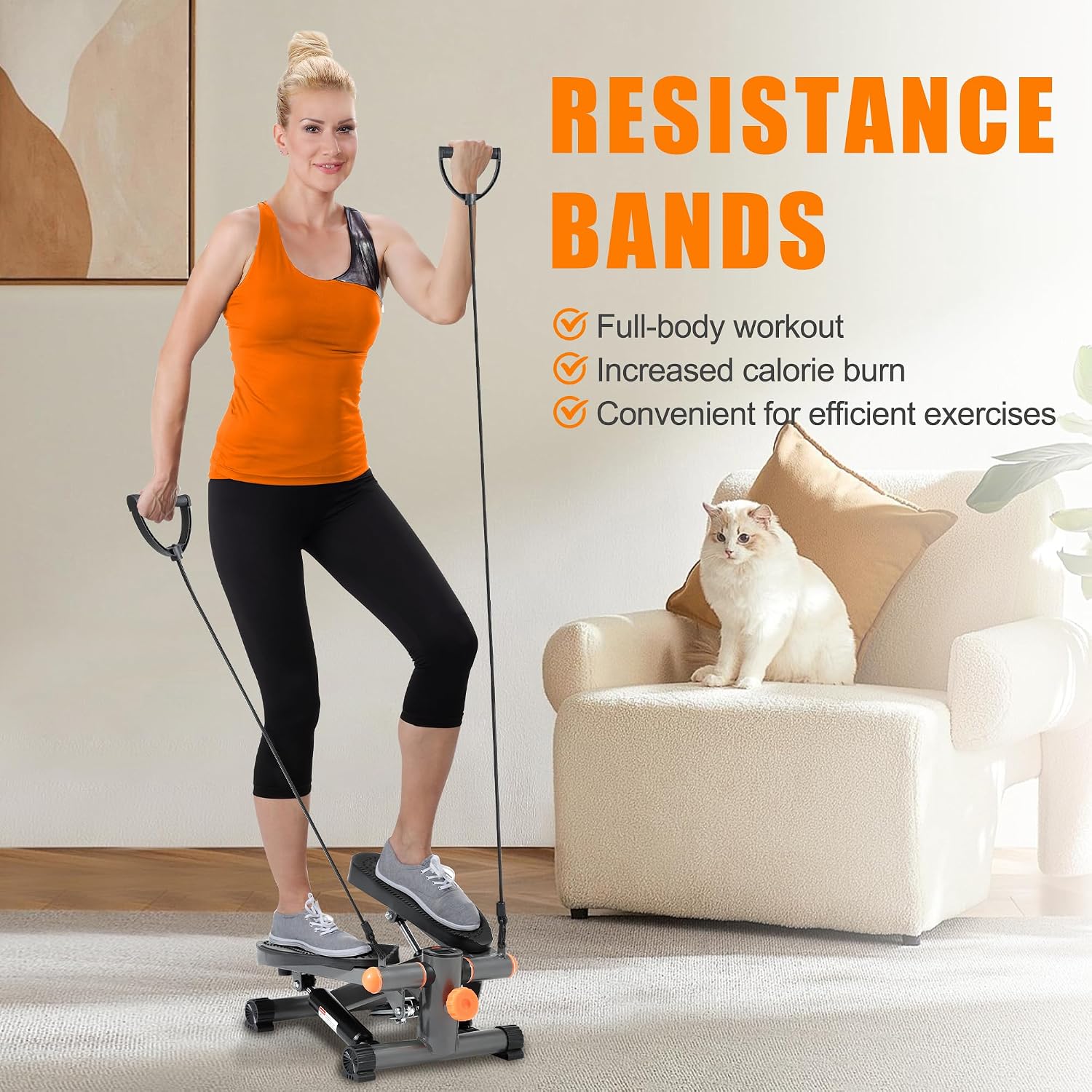 Mini Home Stair Stepper with Resistance Bands