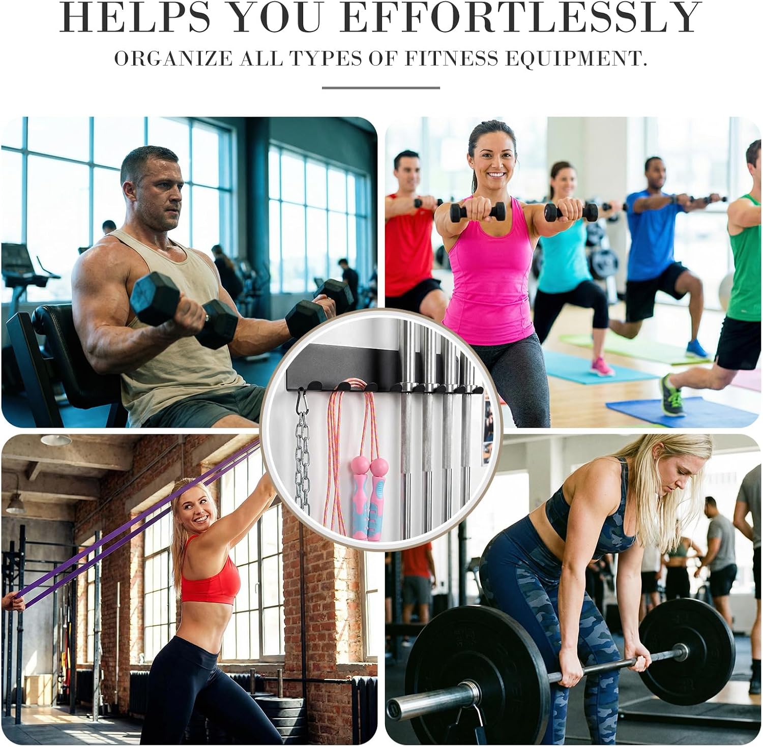 2Pcs 8-Hook Heavy Duty Gym Wall Storage Rack