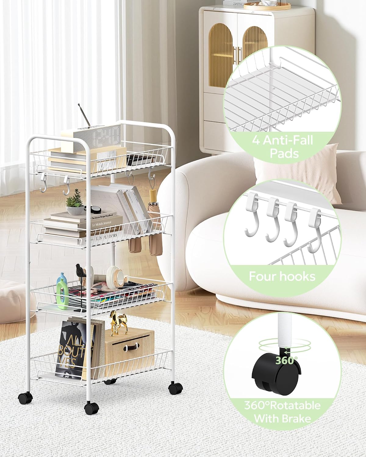 4-Tier Rolling Fitness Storage Cart