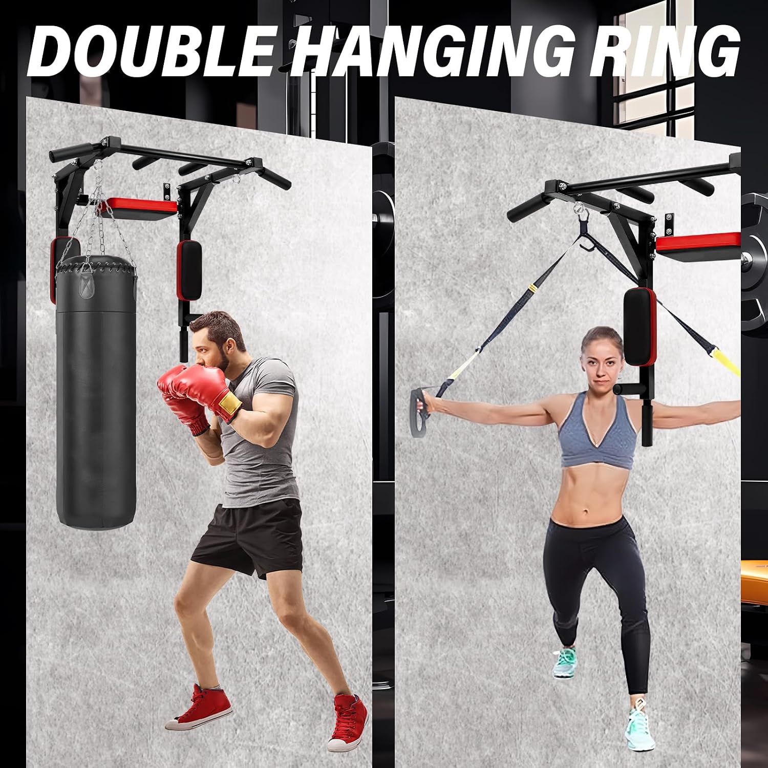 Wall Mount Pull Up Dip Station 440lbs
