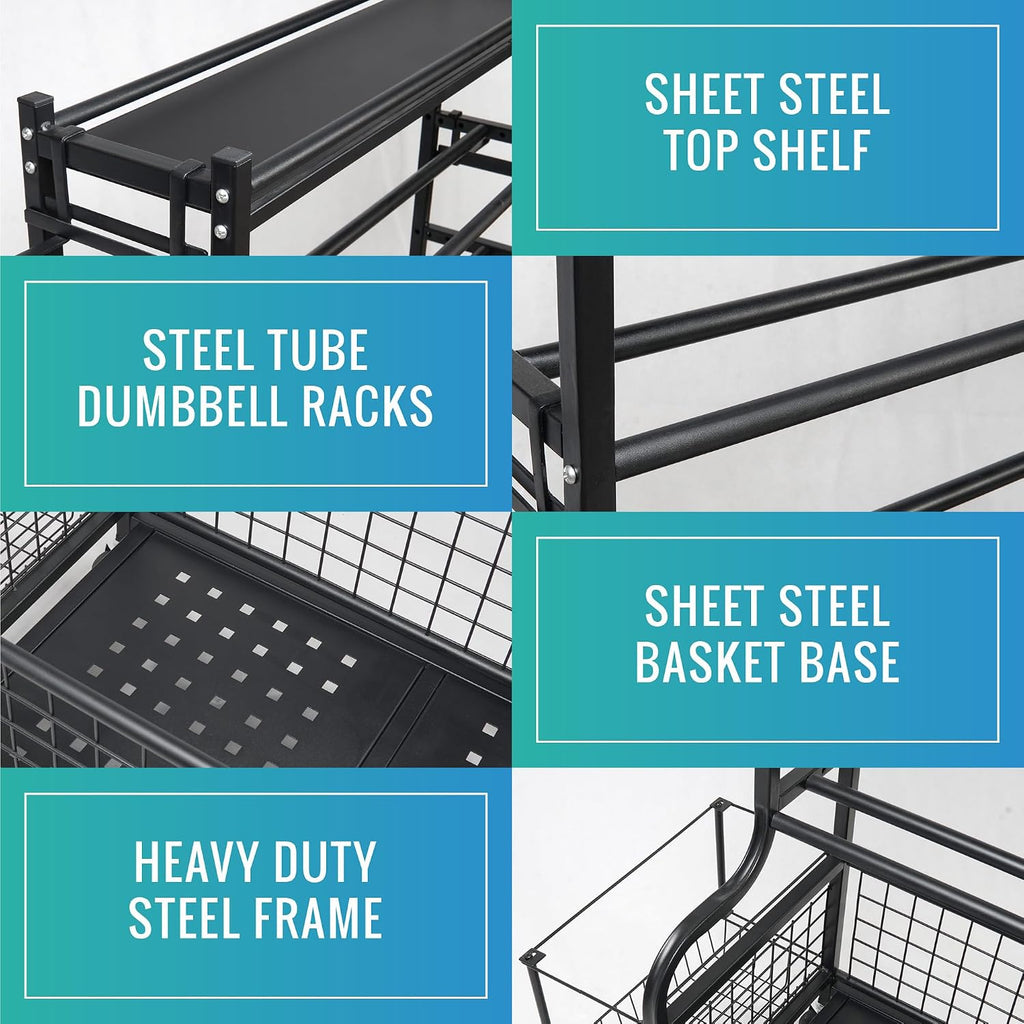 Rolling Heavy-Duty Dumbbell Storage Rack