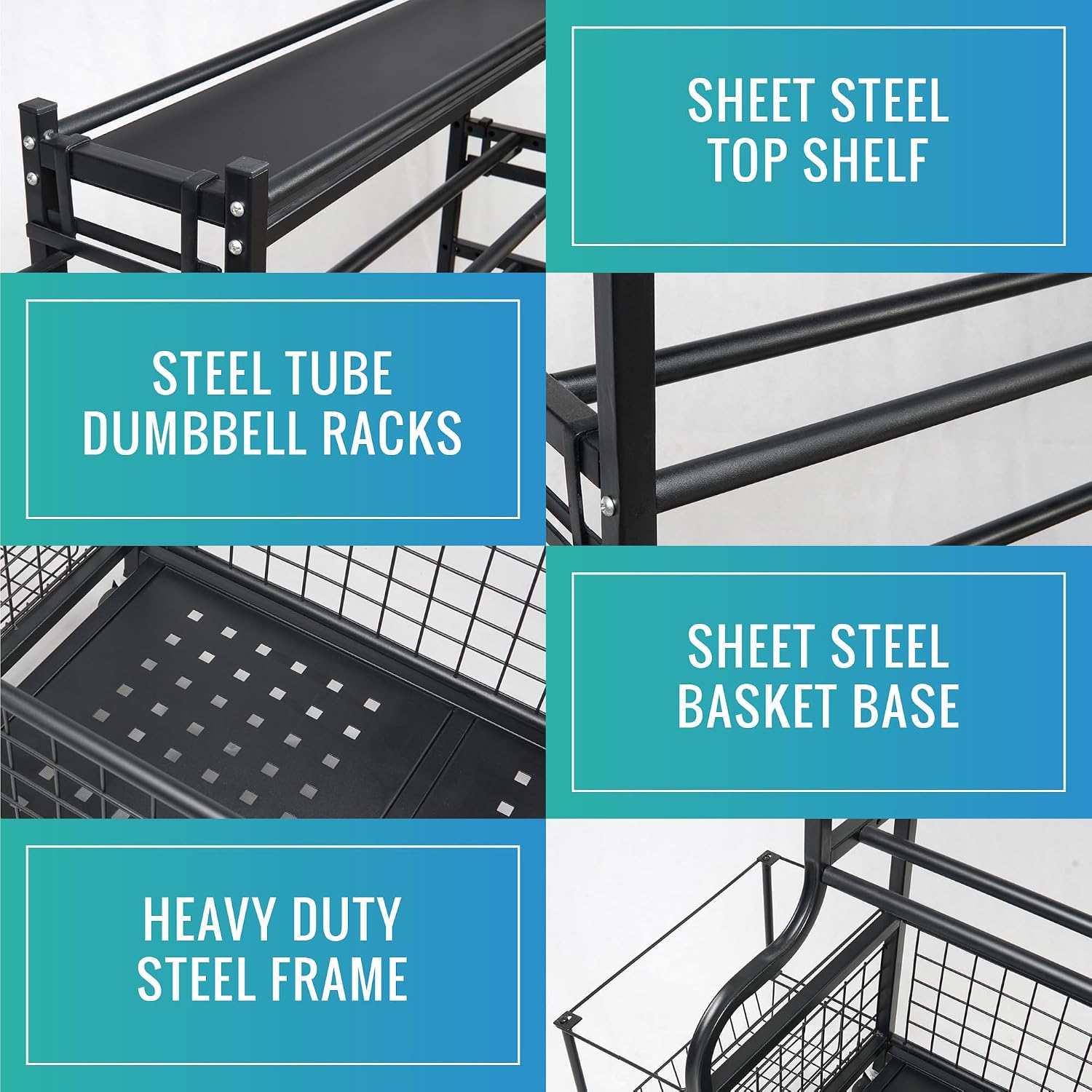 Rolling Heavy-Duty Dumbbell Storage Rack