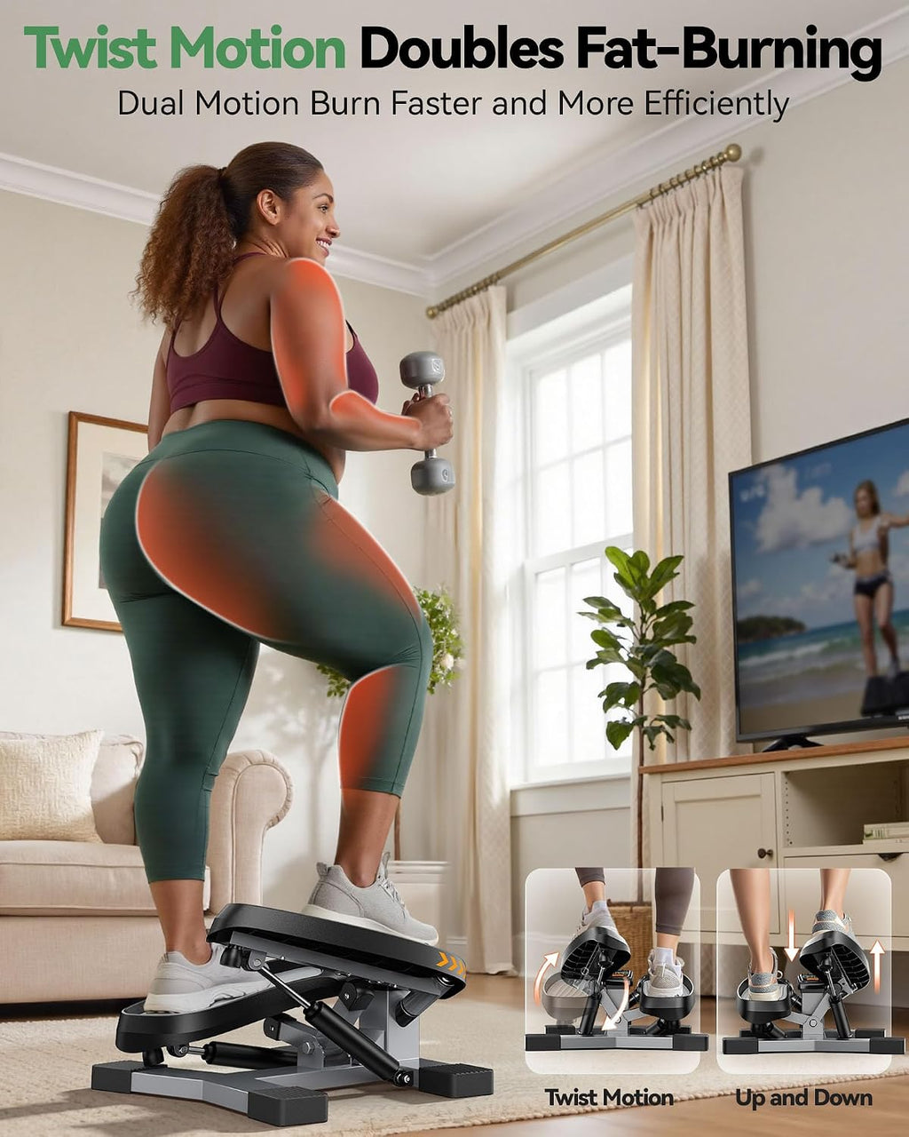 Twist Mini Stair Stepper with Resistance Bands 350lbs